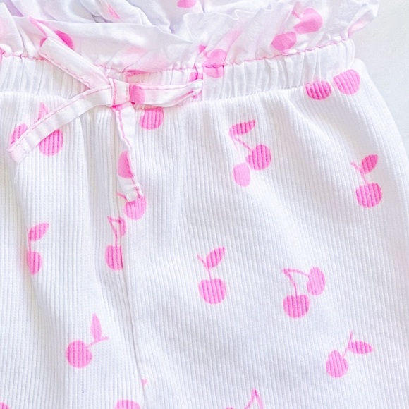 Zara Baby 3-6M White Ribbed Neon Cherry Print Leggings - Picture 2 of 4